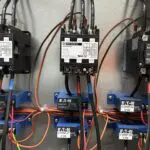 Rooftop HVAC unit with an access panel open