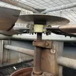 Fiberglass cooling tower with fans along the top